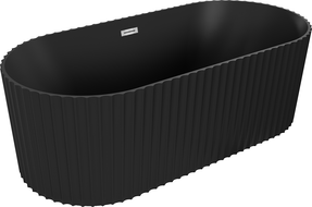 Mexen Paola freistehende geriffelte Badewanne 170 x 80 cm, schwarz matt, Überlauf chrom - 52721708071-01