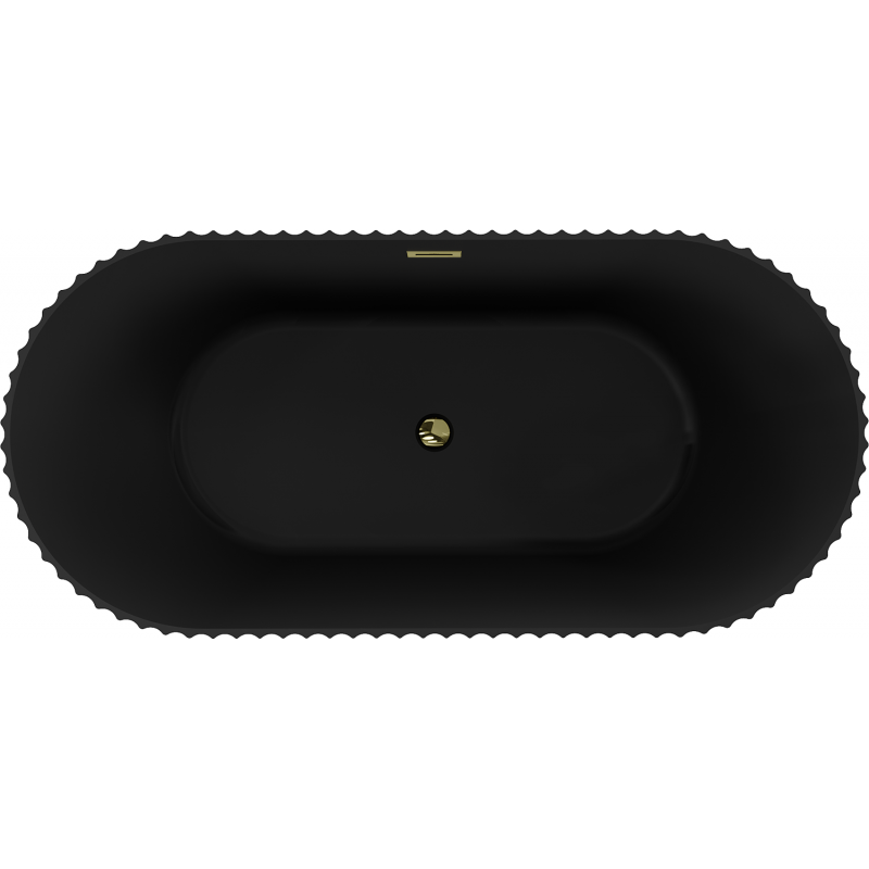 Mexen Paola freistehende geriffelte Badewanne 170 x 80 cm, schwarz matt, goldener Überlauf - 52721708071-50