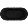 Mexen Paola freistehende geriffelte Badewanne 170 x 80 cm, schwarz matt, goldener Überlauf - 52721708071-50