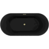 Mexen Paola freistehende geriffelte Badewanne 170 x 80 cm, schwarz matt, Überlauf gold gebürstet - 52721708071-55