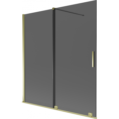Mexen Velar Duschwand 2-flügelig, schiebbar 150 x 150 cm, Graphit, Gold - 896-150-000-41-50