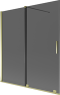 Mexen Velar Duschwand 2-flügelig, schiebbar 150 x 150 cm, Graphit, Gold - 896-150-000-41-50