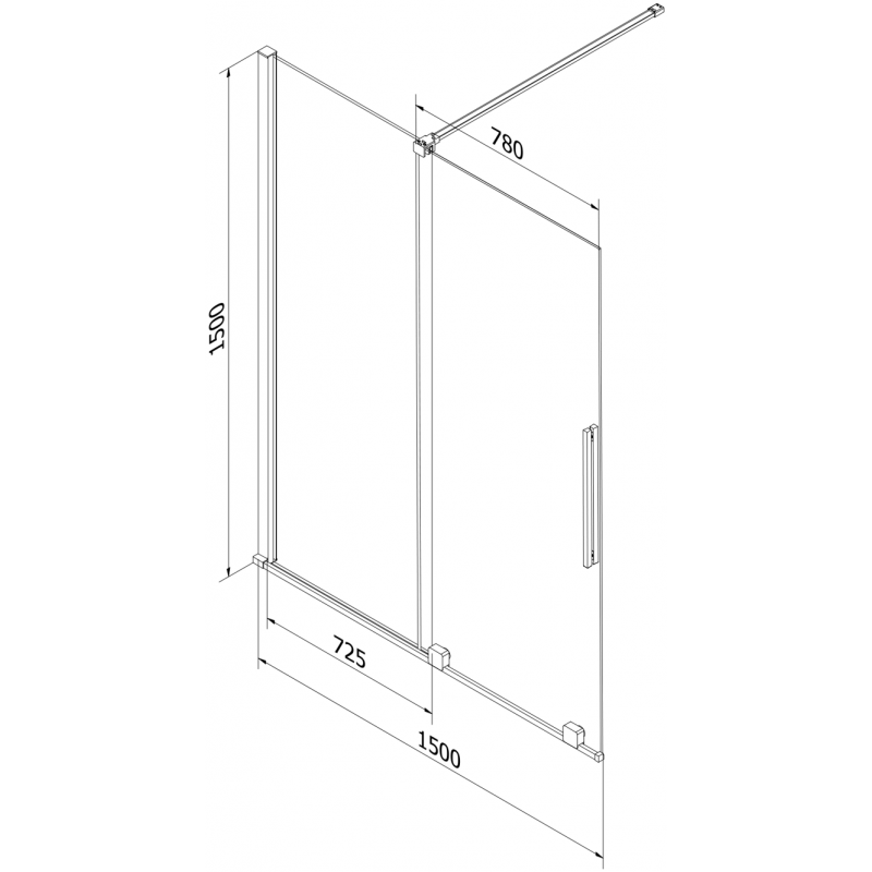 Mexen Velar Duschwand 2-flügelig, schiebbar 150 x 150 cm, Graphit, Gold - 896-150-000-41-50