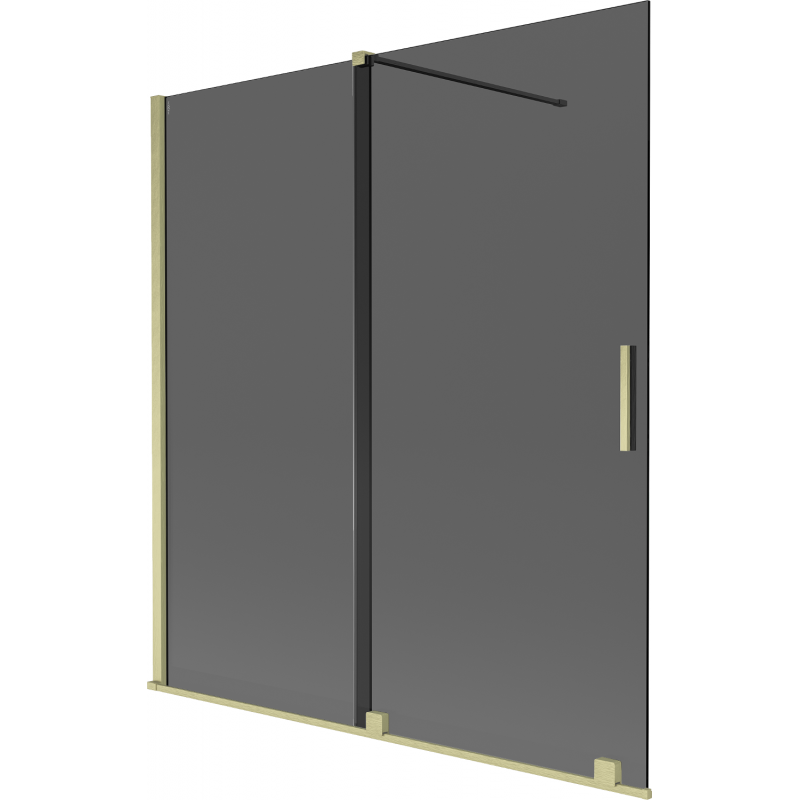 Mexen Velar 2-flügelige Duschabtrennung 150 x 150 cm, Graphit, gebürstetes Gold - 896-150-000-41-55