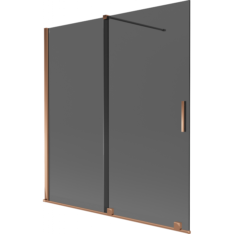 Mexen Velar Duschwand 2-flügelig 150 x 150 cm, graphit, Roségold - 896-150-000-41-60