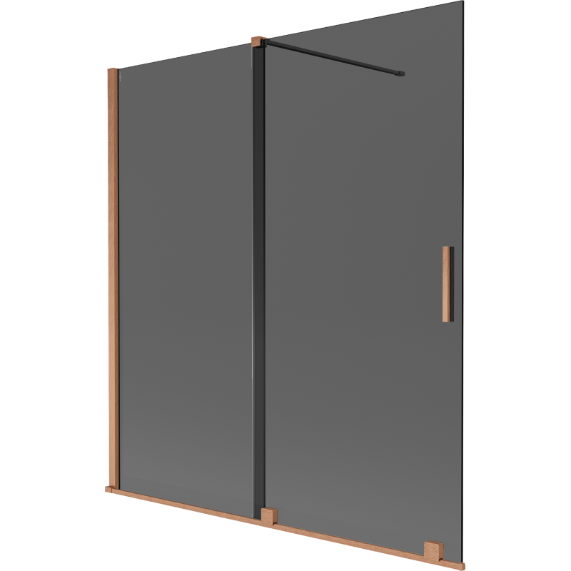 Mexen Velar Duschwand 2-flügelig verschiebbar 150 x 150 cm, Graphit, gebürstetes Kupfer - 896-150-000-41-65