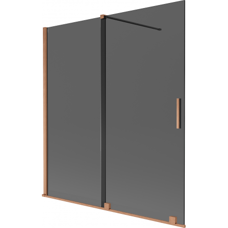 Mexen Velar Duschwand 2-flügelig verschiebbar 150 x 150 cm, Graphit, gebürstetes Kupfer - 896-150-000-41-65