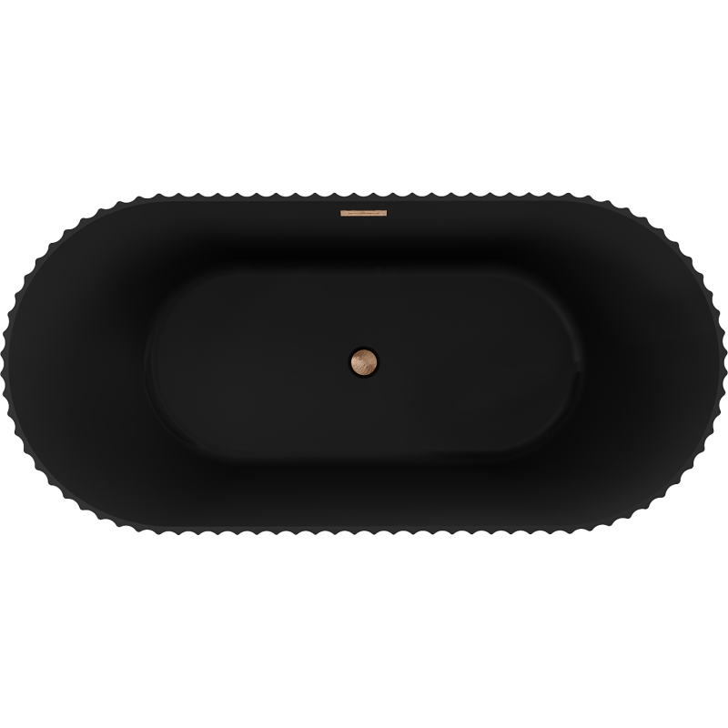 Mexen Paola freistehende, gerillte Badewanne 170 x 80 cm, schwarz matt, Überlauf Bürstenkupfer - 52721708071-65