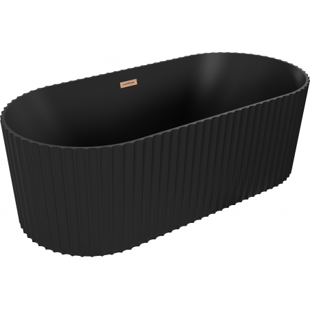 Mexen Paola freistehende, gerillte Badewanne 170 x 80 cm, schwarz matt, Überlauf Bürstenkupfer - 52721708071-65