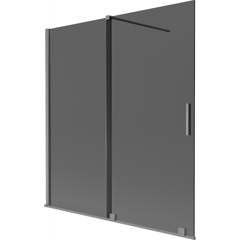 Mexen Velar 2-flügelige, verschiebbare Badewannenwand 150 x 150 cm, Graphit, Gun Metal - 896-150-000-41-95