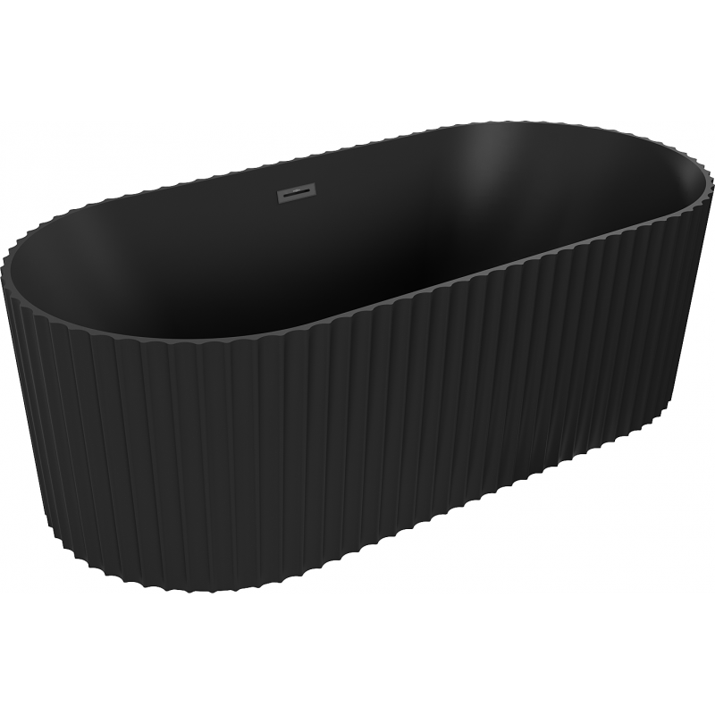 Mexen Paola freistehende Rillen-Badewanne 170 x 80 cm, Schwarz Matt, Überlauf Schwarz - 52721708071-70