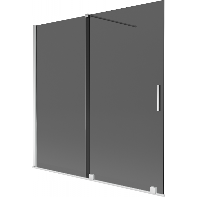 Mexen Velar 2-flügelige Badewannenabtrennung zum Schieben 160 x 150 cm, Graphit, Chrom - 896-160-000-41-01