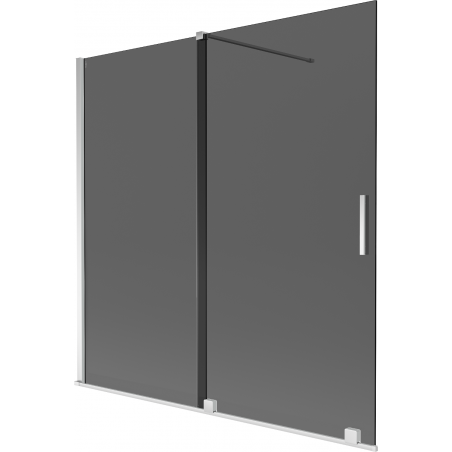 Mexen Velar 2-flügelige Badewannenabtrennung zum Schieben 160 x 150 cm, Graphit, Chrom - 896-160-000-41-01