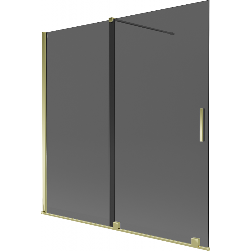 Mexen Velar Duschwand 2-flügelig schiebbar 160 x 150 cm, Graphit, Gold - 896-160-000-41-50