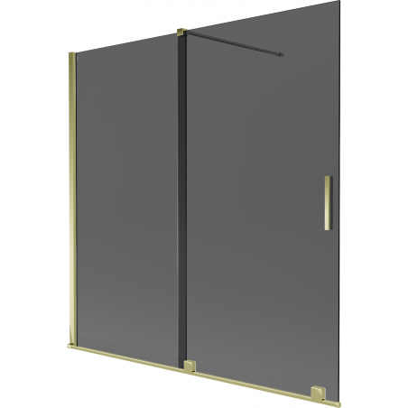 Mexen Velar Duschwand 2-flügelig schiebbar 160 x 150 cm, Graphit, Gold - 896-160-000-41-50