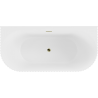 Mexen Sella freistehende wandnahe geriffelte Badewanne 170 x 80 cm, weiß matt, Überlauf gold - 52711708001-50