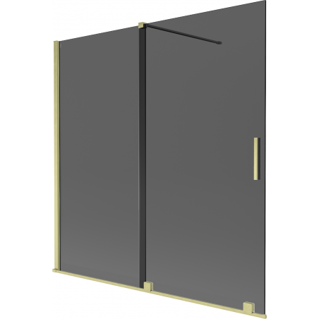 Mexen Velar zweiteiliger, verschiebbarer Badewannenaufsatz 160 x 150 cm, Graphit, gebürstetes Gold - 896-160-000-41-55