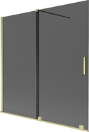 Mexen Velar zweiteiliger, verschiebbarer Badewannenaufsatz 160 x 150 cm, Graphit, gebürstetes Gold - 896-160-000-41-55