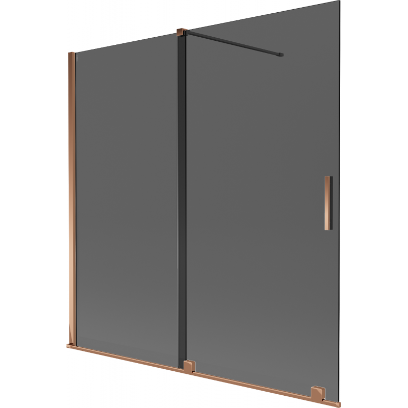 Mexen Velar Badewannenfaltwand 2-teilig verschiebbar 160 x 150 cm, Graphit, Roségold - 896-160-000-41-60