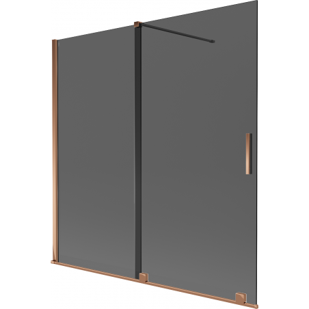 Mexen Velar Badewannenfaltwand 2-teilig verschiebbar 160 x 150 cm, Graphit, Roségold - 896-160-000-41-60