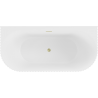 Mexen Sella freistehende Wandbadewanne geriffelt 170 x 80 cm, weiß matt, Überlauf gold gebürstet - 52711708001-55
