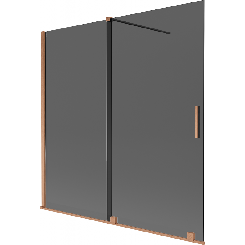 Mexen Velar Duschabtrennung für Badewanne, 2-flügelig, schiebbar, 160 x 150 cm, Grafit, gebürstetes Kupfer - 896-160-000-41-65