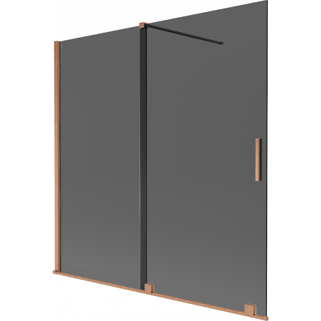 Mexen Velar Duschabtrennung für Badewanne, 2-flügelig, schiebbar, 160 x 150 cm, Grafit, gebürstetes Kupfer - 896-160-000-41-65
