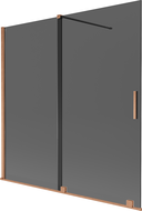 Mexen Velar Duschabtrennung für Badewanne, 2-flügelig, schiebbar, 160 x 150 cm, Grafit, gebürstetes Kupfer - 896-160-000-41-65