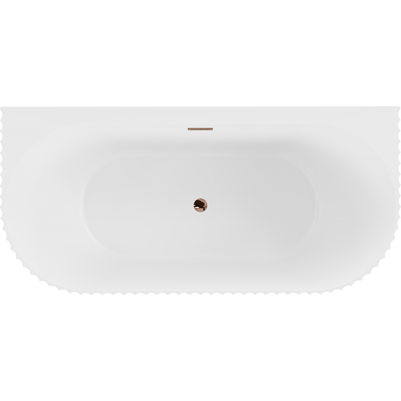 Mexen Sella freistehende, wandnahe gerillte Badewanne 170 x 80 cm, weiß matt, Überlauf Roségold - 52711708001-60