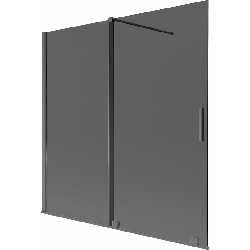 Mexen Velar Badewannenwand 2-flügelig verschiebbar 160 x 150 cm, graphit, gun gray gebürstet - 896-160-000-41-66