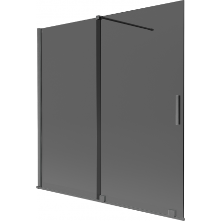 Mexen Velar Badewannenwand 2-flügelig verschiebbar 160 x 150 cm, graphit, gun gray gebürstet - 896-160-000-41-66