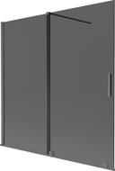 Mexen Velar Badewannenwand 2-flügelig verschiebbar 160 x 150 cm, graphit, gun gray gebürstet - 896-160-000-41-66