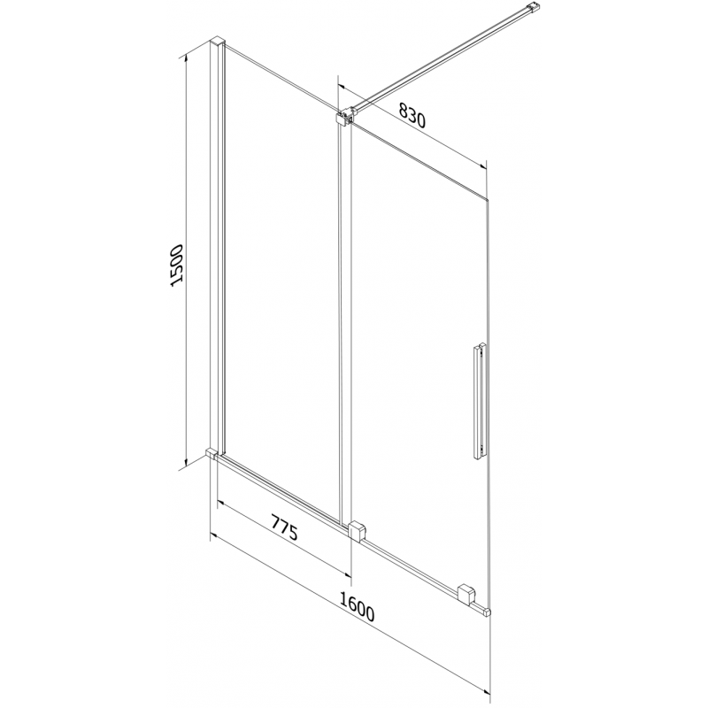 Mexen Velar Duschwand 2-flügelig verschiebbar 160 x 150 cm, Graphit, Schwarz - 896-160-000-41-70