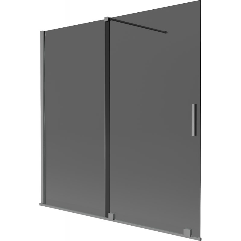 Mexen Velar Badewannenabtrennung 2-flügelig verschiebbar 160 x 150 cm, Graphit, Gun Metal - 896-160-000-41-95