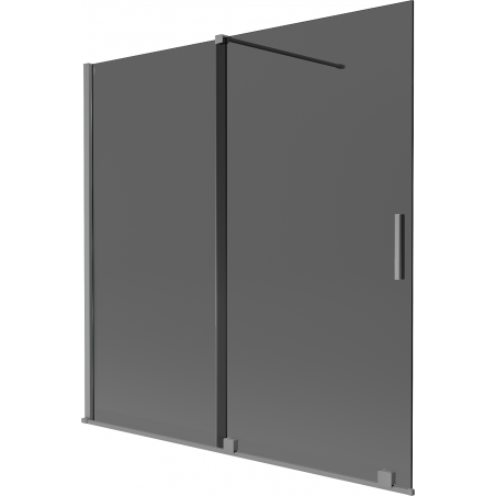 Mexen Velar Badewannenabtrennung 2-flügelig verschiebbar 160 x 150 cm, Graphit, Gun Metal - 896-160-000-41-95