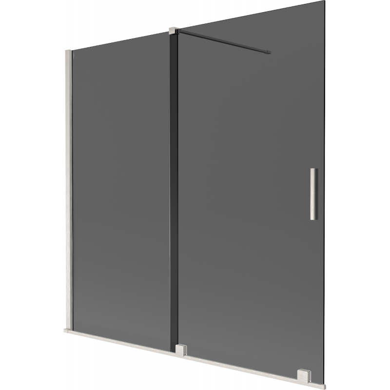Mexen Velar Badewannenabtrennung 2-flügelig, verschiebbar 160 x 150 cm, graphit, gebürsteter Nickel - 896-160-000-41-97