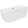 Mexen Sella freistehende geriffelte Badewanne zur Wandmontage 170 x 80 cm, weiß matt, Überlauf schwarz - 52711708001-70