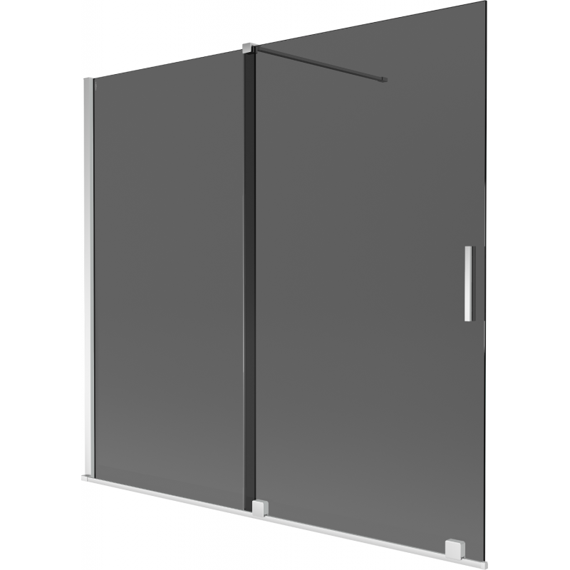 Mexen Velar Duschwand für Badewanne, 2-flügelig, zum Schieben, 170 x 150 cm, Grafit, Chrom - 896-170-000-41-01