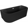 Mexen Sella freistehende Wandwanne geriffelt 170 x 80 cm, schwarz matt, weißer Überlauf - 52711708071-20