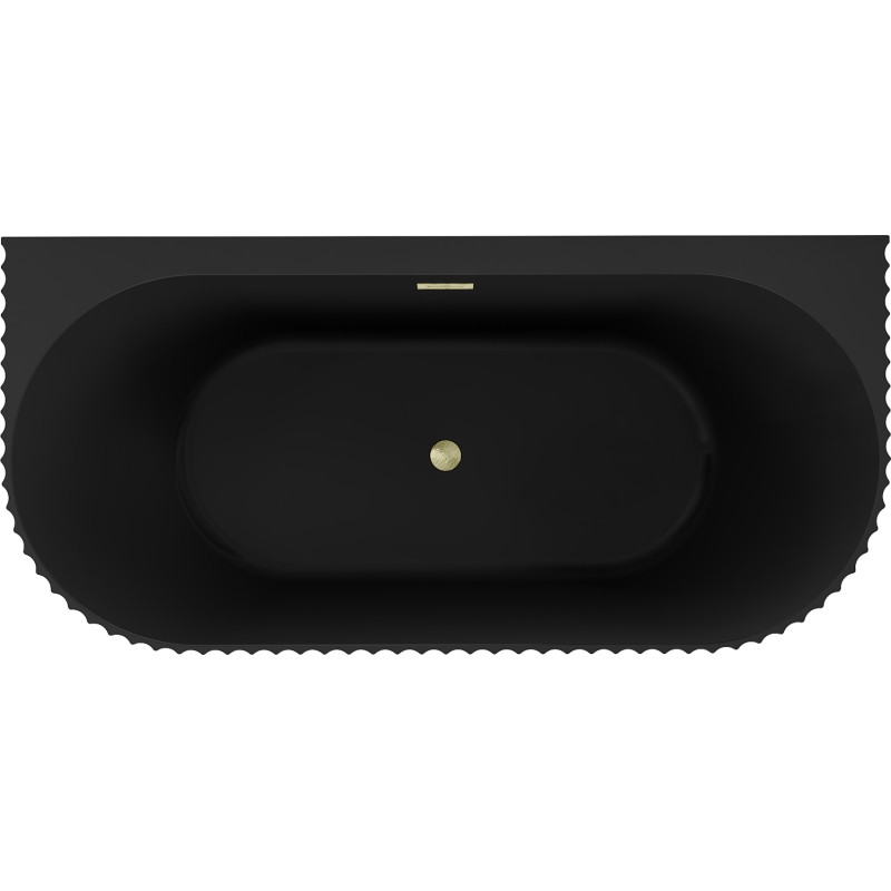 Mexen Sella freistehende Wandbadewanne gerillt 170 x 80 cm, schwarz matt, Überlauf gebürstet Gold - 52711708071-55