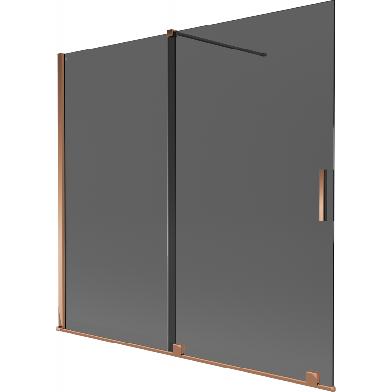 Mexen Velar Wannenwand 2-flügelig verschiebbar 170 x 150 cm, Graphit, Roségold - 896-170-000-41-60