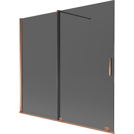 Mexen Velar Wannenwand 2-flügelig verschiebbar 170 x 150 cm, Graphit, Roségold - 896-170-000-41-60