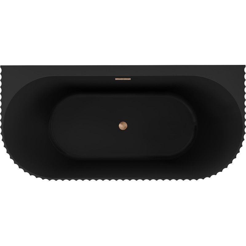 Mexen Sella freistehende geriffelte Wandwanne 170 x 80 cm, schwarze Matt, gebürstetes Kupferüberlauf - 52711708071-65