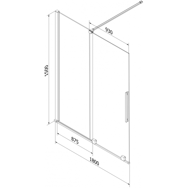 Mexen Velar Duschwand, 2-flügelig, verschiebbar, 180 x 150 cm, Graphit, Weiß - 896-180-000-41-20
