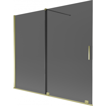 Mexen Velar Duschwand 2-teilig, verschiebbar 180 x 150 cm, Graphit, Gold - 896-180-000-41-50
