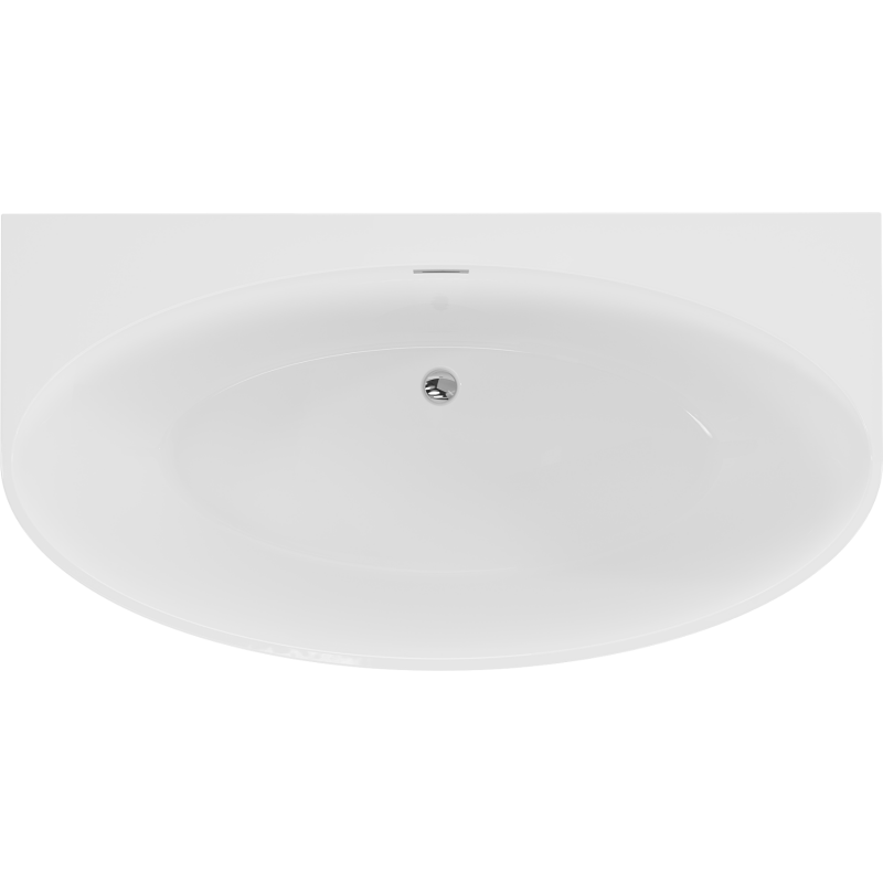 Mexen Bruna freistehende, wandnahe Badewanne 150 x 82 cm, weiße Glanz, Überlauf chrom - 52731508200-01