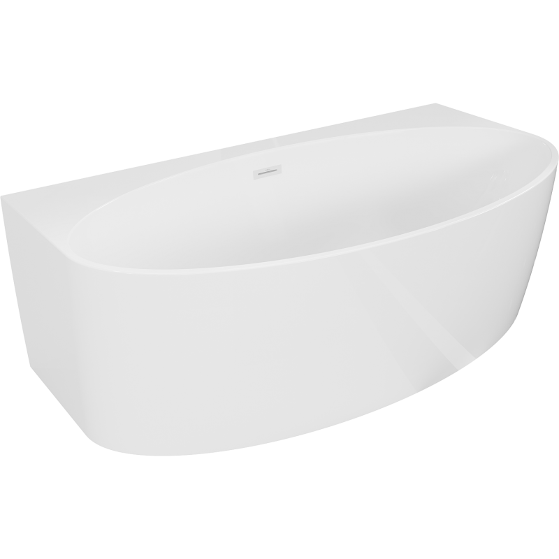 Mexen Bruna freistehende Wandbadewanne 150 x 82 cm, weiß glänzend, weißer Überlauf - 52731508200-20