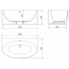 Mexen Bruna freistehende an der Wand befestigte Badewanne 150 x 82 cm, weiß glänzend, Überlauf gold - 52731508200-50