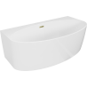Mexen Bruna freistehende an der Wand befestigte Badewanne 150 x 82 cm, weiß glänzend, Überlauf gold - 52731508200-50