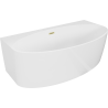 Mexen Bruna freistehende halbeingebaute Badewanne 150 x 82 cm, weiß glänzend, Überlauf gebürstet gold - 52731508200-55